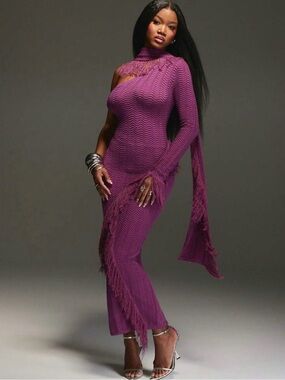 strapless open back dress Renesmee Mauve Sparkly Gradient Maxi Dress main image 1